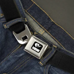 HEMI Elephant Logo Full Color Black/White - Seatbelt Belt - Black Webbing