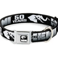 HEMI Elephant Logo Full Color Black/White Seatbelt Buckle Collar - HEMI 426/Elephant Logo 50 YEARS Black/White/Silver-Fade