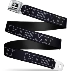 HEMI Elephant Logo Full Color Black/White Seatbelt Belt - HEMI Bold Outline Black/White Webbing