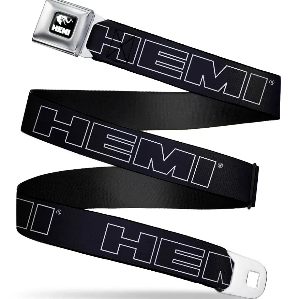 HEMI Elephant Logo Full Color Black/White Seatbelt Belt - HEMI Bold Outline Black/White Webbing