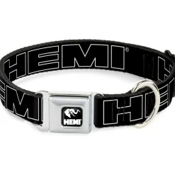 HEMI Elephant Logo Full Color Black White Seatbelt Buckle Collar - HEMI Bold Outline Black/White