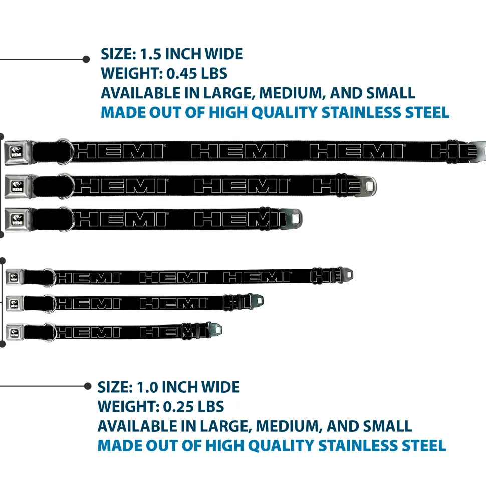 HEMI Elephant Logo Full Color Black White Seatbelt Buckle Collar - HEMI Bold Outline Black/White