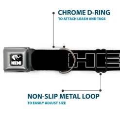 HEMI Elephant Logo Full Color Black White Seatbelt Buckle Collar - HEMI Bold Outline Black/White