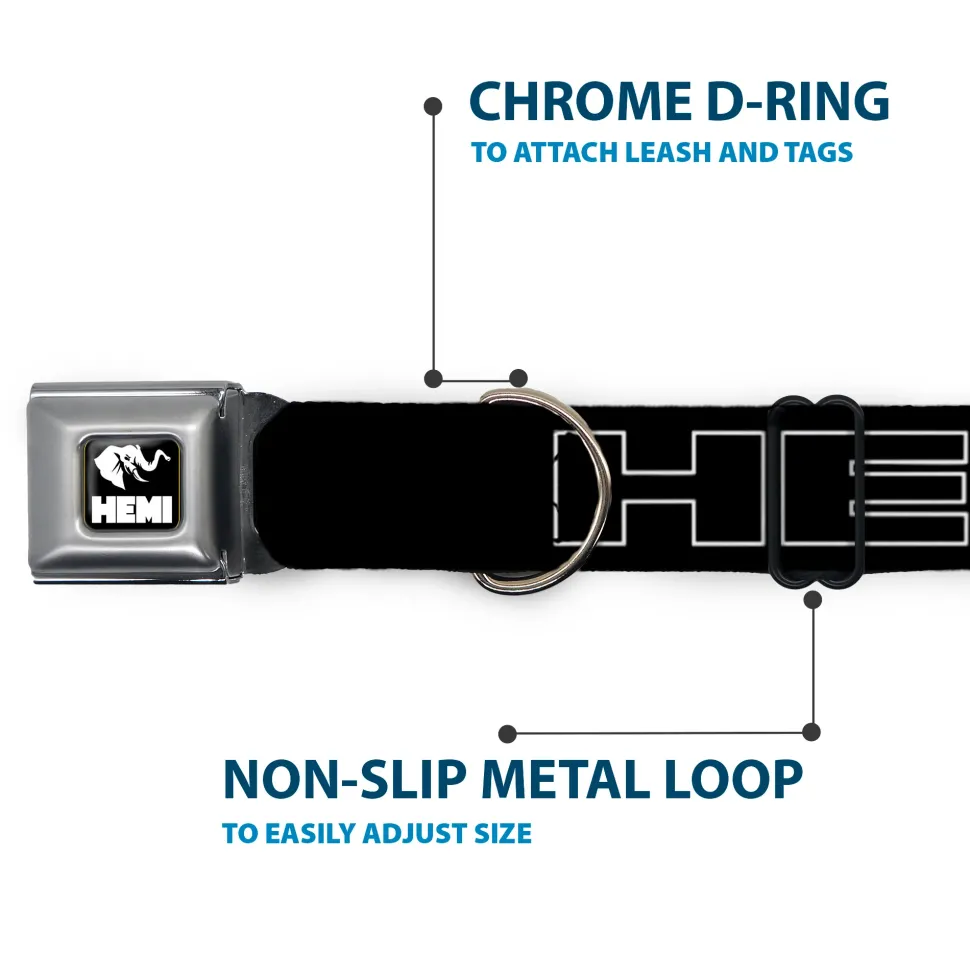 HEMI Elephant Logo Full Color Black White Seatbelt Buckle Collar - HEMI Bold Outline Black/White