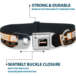 HEMI POWERED Logo Full Color Black/Orange/White/Gray Seatbelt Buckle Collar - HEMI POWERED Logo Repeat Black/Orange/White/Gray