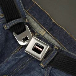 HEMI POWERED Logo Full Color Black/Orange/White/Gray - Seatbelt Belt - Black Webbing