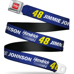 HENDRICK MOTORSPORTS Checker Logo Full Color Red/White Seatbelt Belt - JIMMIE JOHNSON #48 Hendrick Motorsports Racing Logo Blue/White/Yellow Webbing