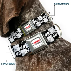 HENDRICK MOTORSPORTS Checker Logo Full Color Red/White Seatbelt Buckle Collar - Alex Bowman Autograph and #48 Checker Logo Black/White