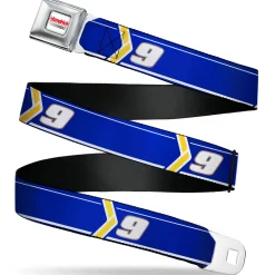 HENDRICK MOTORSPORTS Checker Logo Full Color Red/White Seatbelt Belt - Chase Elliott #9 Car Scheme Blue/Yellow/White Webbing