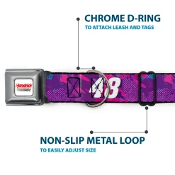 HENDRICK MOTORSPORTS Checker Logo Full Color Red/White Seatbelt Buckle Collar - Alex Bowman #48 Car Scheme Purples/Pinks/White