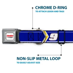 HENDRICK MOTORSPORTS Checker Logo Full Color Red/White Seatbelt Buckle Collar - Chase Elliott #9 Car Scheme Blue/Yellow/White