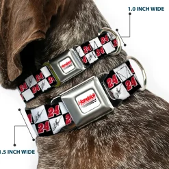 HENDRICK MOTORSPORTS Checker Logo Full Color Red/White Seatbelt Buckle Collar - William Byron Autograph and #24 Checker Logo Black/White/Red