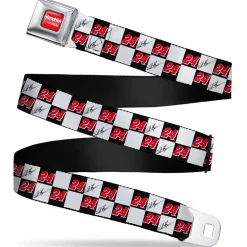 HENDRICK MOTORSPORTS Checker Logo Full Color Red/White Seatbelt Belt - William Byron Autograph and #24 Checker Logo Black/White/Red Webbing