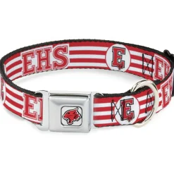 High School Musical East High School Wildcat Logo Full Color White/Red Seatbelt Buckle Collar - High School Musical East High School EHS Wildcats Logo/Stripe White/Red