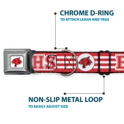 High School Musical East High School Wildcat Logo Full Color White/Red Seatbelt Buckle Collar - High School Musical East High School EHS Wildcats Logo/Stripe White/Red
