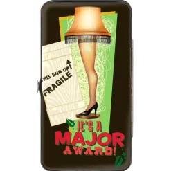 Hinged Wallet - A Christmas Story Lamp IT'S A MAJOR AWARD Quote Black Green Red