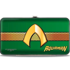 Hinged Wallet - AQUAMAN Classic Icon Scales Stripe Green Golds