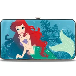Hinged Wallet - Ariel Swimming + Resting Poses Coral Reef Blues