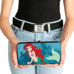 Hinged Wallet - Ariel Swimming + Resting Poses Coral Reef Blues