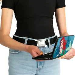 Hinged Wallet - Ariel Swimming + Resting Poses Coral Reef Blues