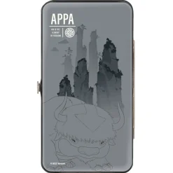 Hinged Wallet - Avatar Last Airbender Appa Flying Pose and Air Element Icon Grays