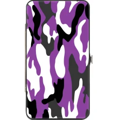 Hinged Wallet - Camo Purple Black Gray White