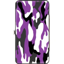 Hinged Wallet - Camo Purple Black Gray White