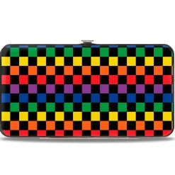 Hinged Wallet - Checker Black Rainbow Multi Color