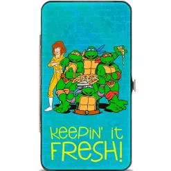 Hinged Wallet - Classic Teenage Mutant Ninja Turtles April & Group KEEPIN' IT FRESH + Logo Blues