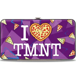 Hinged Wallet - Classic Teenage Mutant Ninja Turtles Faces + I "PIZZA-HEART" TMNT Purple Triangles Pizza