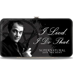 Hinged Wallet - Crowley I LIED- I DO THAT Pentagram Black Grays White