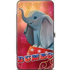 Hinged Wallet - DUMBO Circus Stand Pose Diamonds Yellow Pink Gradient