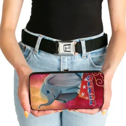 Hinged Wallet - DUMBO Circus Stand Pose Diamonds Yellow Pink Gradient