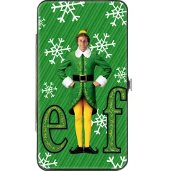 Hinged Wallet - Elf Buddy the Elf Logo Pose Snowflakes Greens White