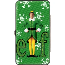 Hinged Wallet - Elf Buddy the Elf Logo Pose Snowflakes Greens White