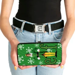 Hinged Wallet - Elf Buddy the Elf Logo Pose Snowflakes Greens White