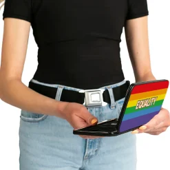 Hinged Wallet - EQUALITY Stripe Rainbow White