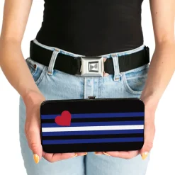Hinged Wallet - Flag Leather Black Blue Red White