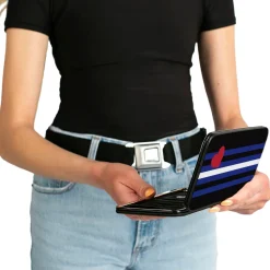 Hinged Wallet - Flag Leather Black Blue Red White