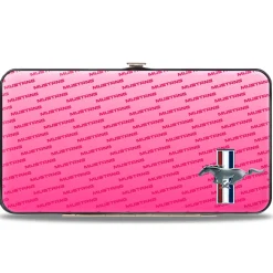 Hinged Wallet - Ford Mustang w Bars CORNER w Text PINK