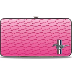 Hinged Wallet - Ford Mustang w Bars CORNER w Text PINK
