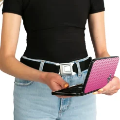 Hinged Wallet - Ford Mustang w Bars CORNER w Text PINK