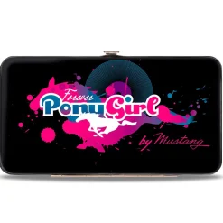 Hinged Wallet - FOREVER PONY GIRL Mustang Silhouette Black Blues Pinks
