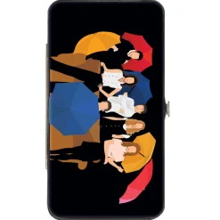 Hinged Wallet - Friends Umbrella Group Poses Silhouette I'LL BE THERE FOR YOU Black White