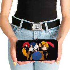Hinged Wallet - Friends Umbrella Group Poses Silhouette I'LL BE THERE FOR YOU Black White