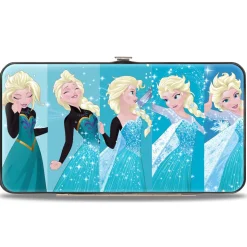 Hinged Wallet - Frozen Elsa Letting It Go Transformation Blocks + MAKE YOUR OWN MAGIC Stars Aqua White Gold