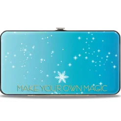Hinged Wallet - Frozen Elsa Letting It Go Transformation Blocks + MAKE YOUR OWN MAGIC Stars Aqua White Gold