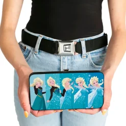 Hinged Wallet - Frozen Elsa Letting It Go Transformation Blocks + MAKE YOUR OWN MAGIC Stars Aqua White Gold