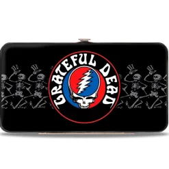 Hinged Wallet - GRATEFUL DEAD Steal Your Face Logo Dancing Skeletons Black Gray Red White Blue