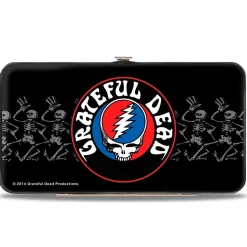 Hinged Wallet - GRATEFUL DEAD Steal Your Face Logo Dancing Skeletons Black Gray Red White Blue